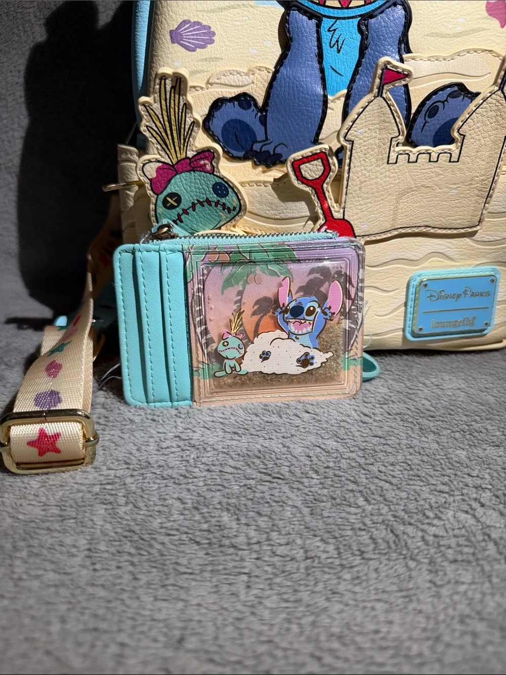 Loungefly Stitch Sandcastle Mini Backpack - Blue & Cream with Pink Accents